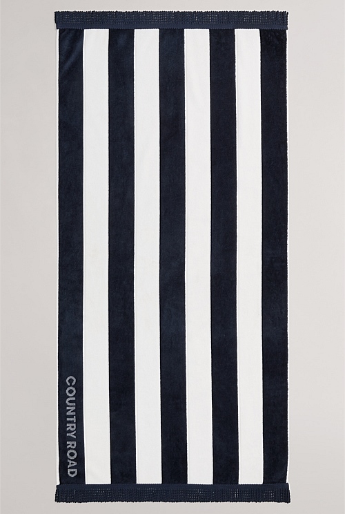 Navy Beau Australian Cotton Small Beach Towel Beach Towels Country Road