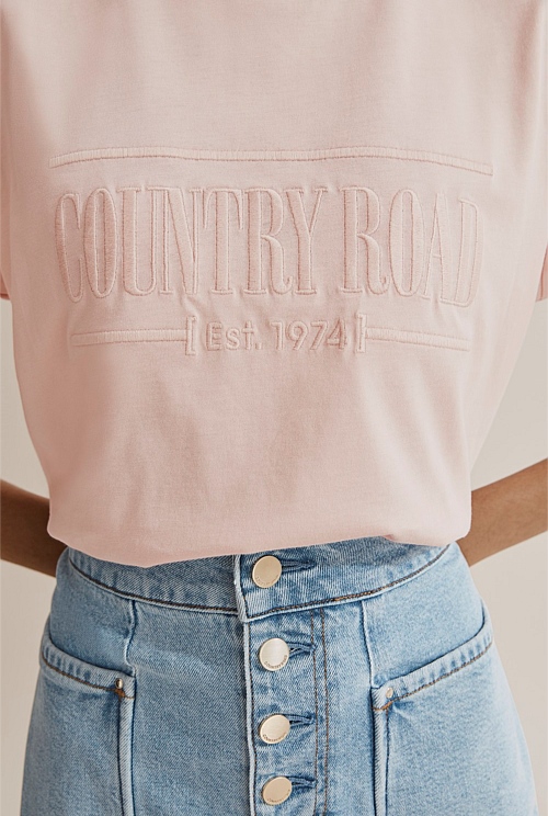 Smokey Pink Verified Australian Cotton Heritage Embroidered T-Shirt ...