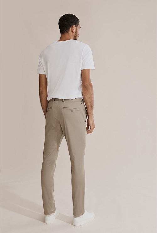 Taupe Slim Fit Travel Trouser - Chinos | Country Road