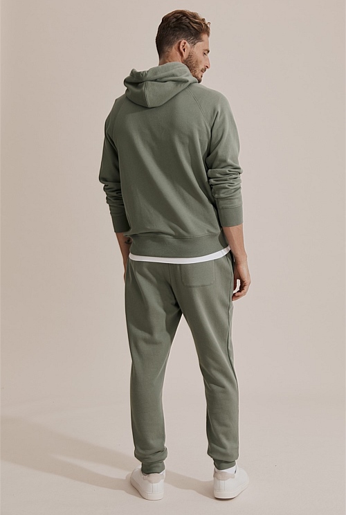 Moss Green Verified Australian Cotton Heritage Hooded Sweat Natural