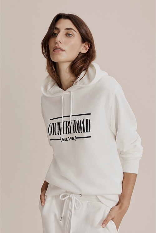 White Verified Australian Cotton Hooded Heritage Sweat Sweats