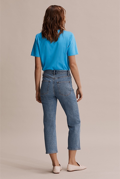 Sea Blue Verified Australian Cotton Heritage Embroidered TShirt T