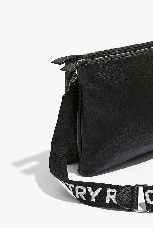 Black Double Zip Crossbody Bag Bags Country Road
