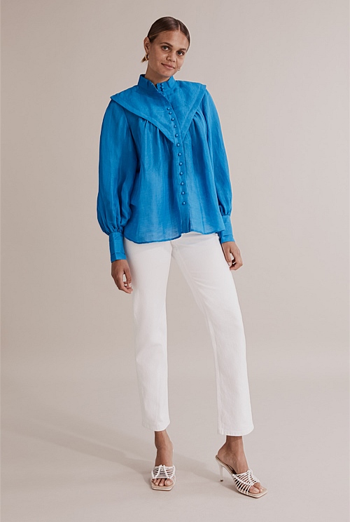Moroccan Blue Yoke Detail Blouse Shirts Country Road