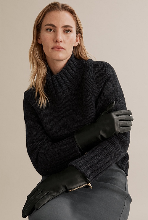 Black Shearling Glove - Organically Grown or Recycled | Country Road