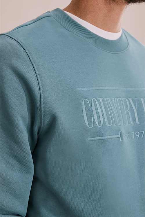 Riviera Blue Verified Australian Cotton Heritage Sweat Supporting