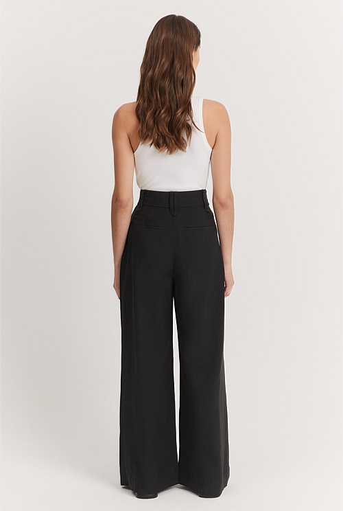 Black Pleat Detail Pant - Pants | Country Road