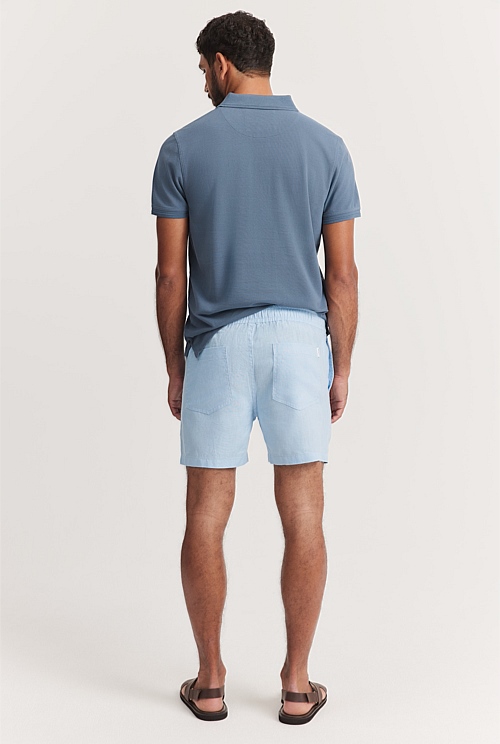 Pale Blue Organically Grown Linen Drawcord Short - Organically Grown or ...