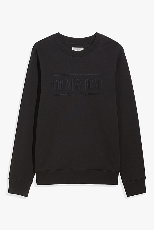 Black Verified Australian Cotton Heritage Sweat Sweats Country Road