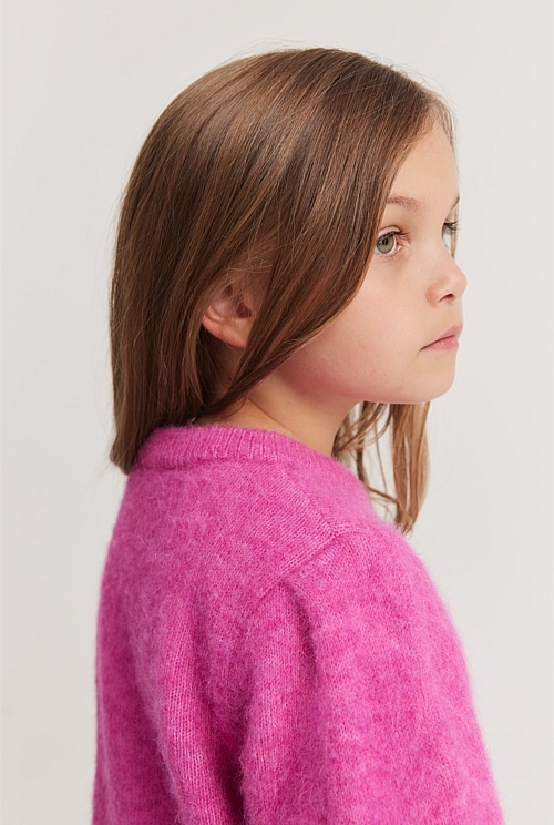 Vibrant Pink Fluffy Knit Pullover - Knitwear | Country Road