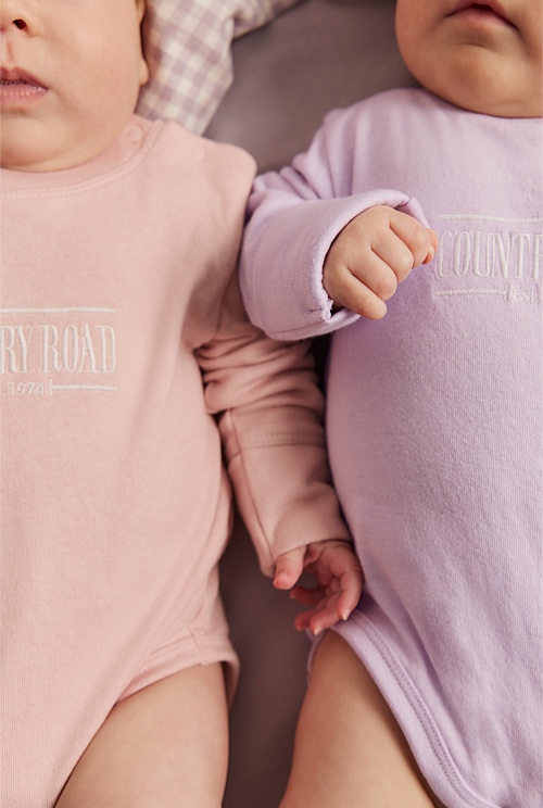 Lilac Organically Grown Cotton Heritage Long Sleeve Bodysuit Jumpsuits & Bodysuits Country Road