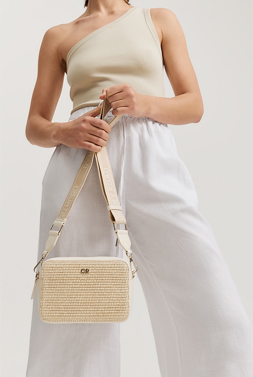 White Woven Contrast Camera Bag Bags Country Road