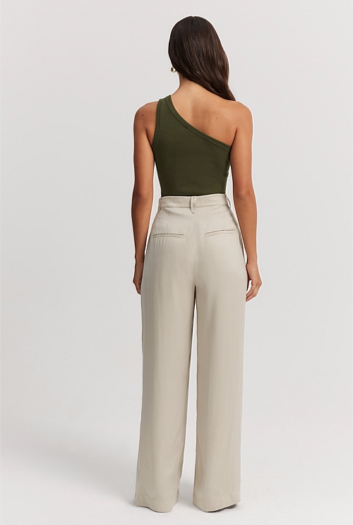 Stone Fluid Pleat Pant - Pants | Country Road