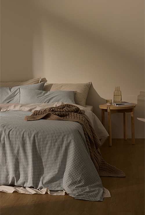 Mineral Blue Noni Gingham Queen Quilt Cover Queen Quilt Covers Country Road