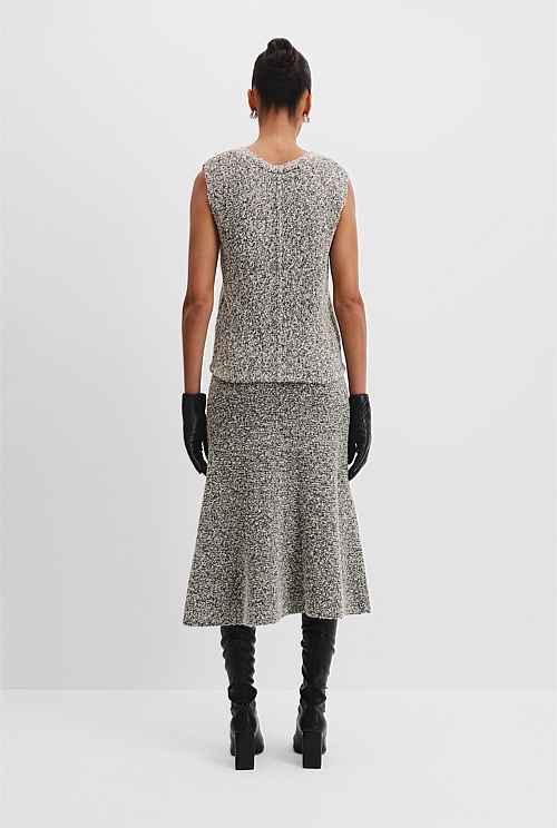 Tweed Belted Sleeveless Vest