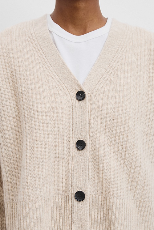 Solid Rib Marshmallow Cocoon Cardigan main image 1