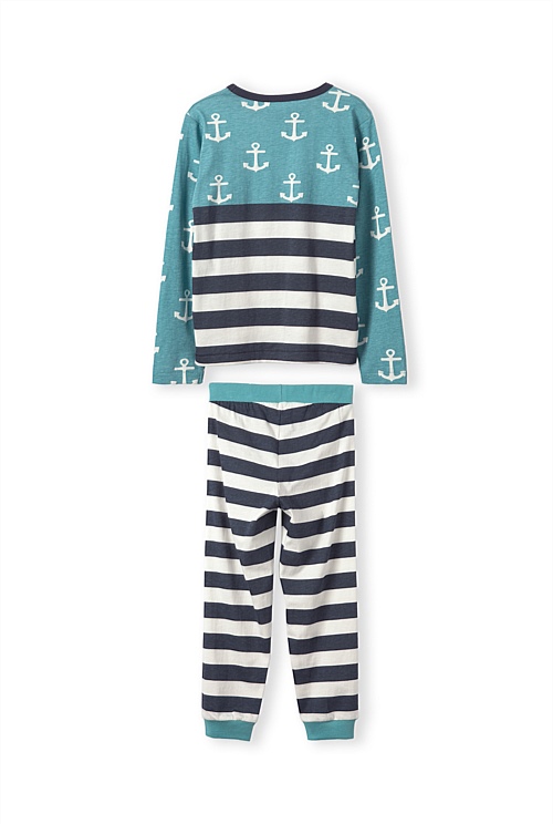 Navy Anchor Stripe Pj Set Sleepwear Country Road