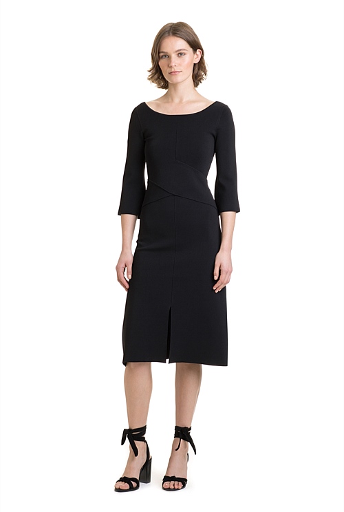 Black Crossover Milano Dress - Knitwear | Country Road