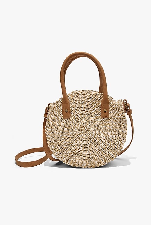 Natural Round Mini Straw Crossbody Bags Country Road