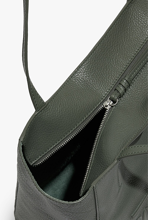 Sage Heritage Leather Shopper - Bags | Country Road