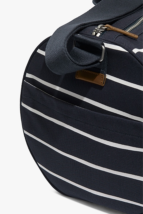 Navy Organic Stripe Duffle Bags Country Road