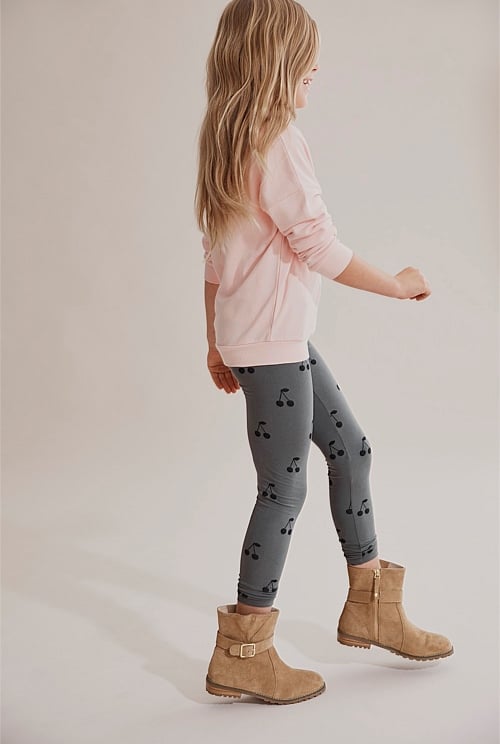 Nautinati's Girls' Cotton All-over Cherry Print Leggings