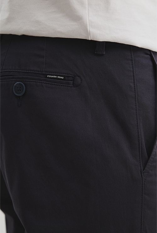 Navy Verified Australian Cotton Tapered Fit Stretch Chino - Australian ...