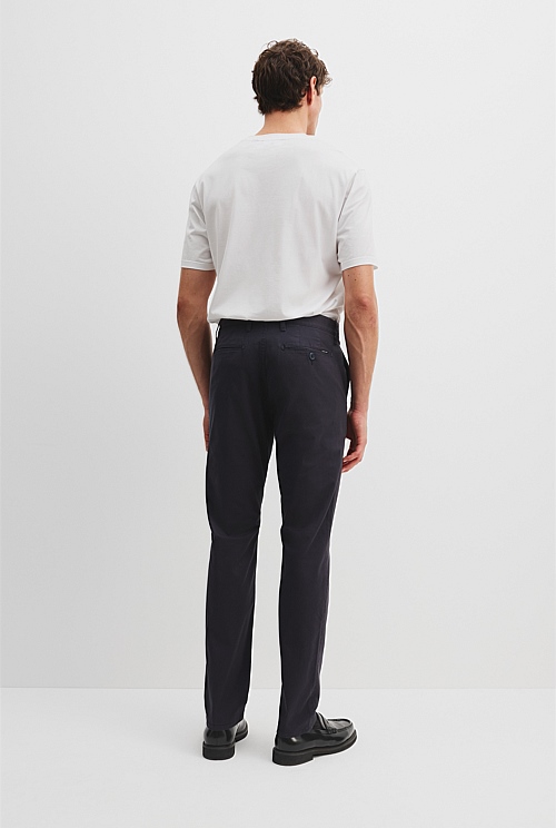 Navy Verified Australian Cotton Tapered Fit Stretch Chino - Australian ...