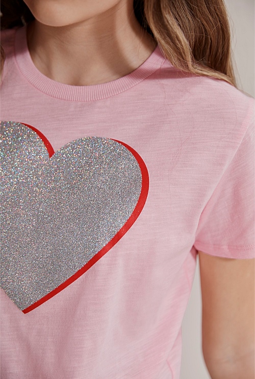 Teen Glitter Heart TShirt TShirts Country Road