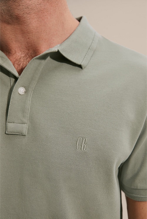 Sage Verified Australian Cotton Pique Polo - T-Shirts | Country Road