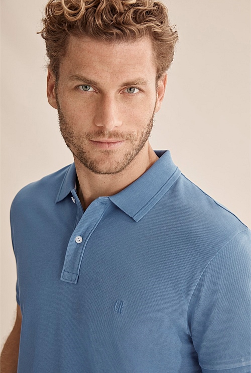 Azure Verified Australian Cotton Pique Polo - T-Shirts | Country Road