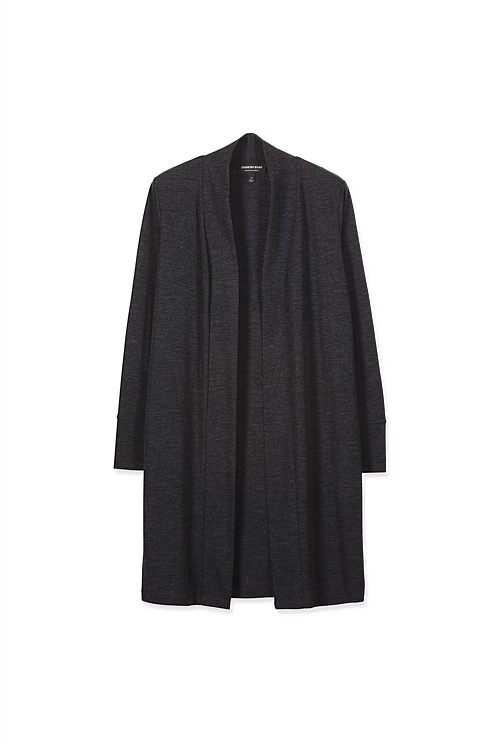 Charcoal Longline Babywool Cardigan - Knitwear | Country Road