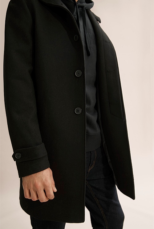 Black Funnel Neck Coat - Jackets & Coats | Country Road