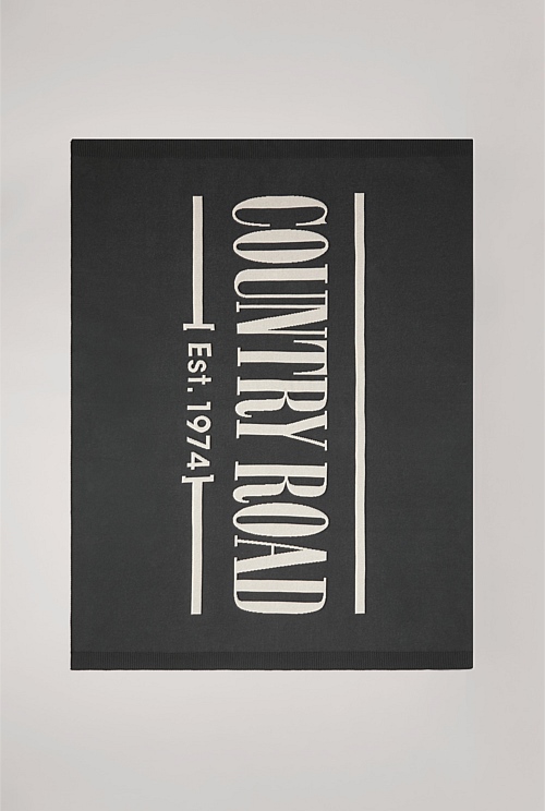 Charcoal Organically Grown Cotton Heritage Knit Throw Organically