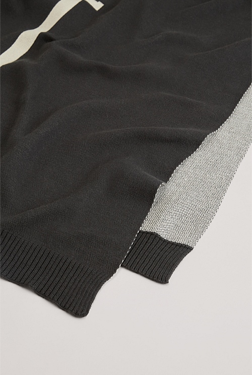 Charcoal Organically Grown Cotton Heritage Knit Throw Organically