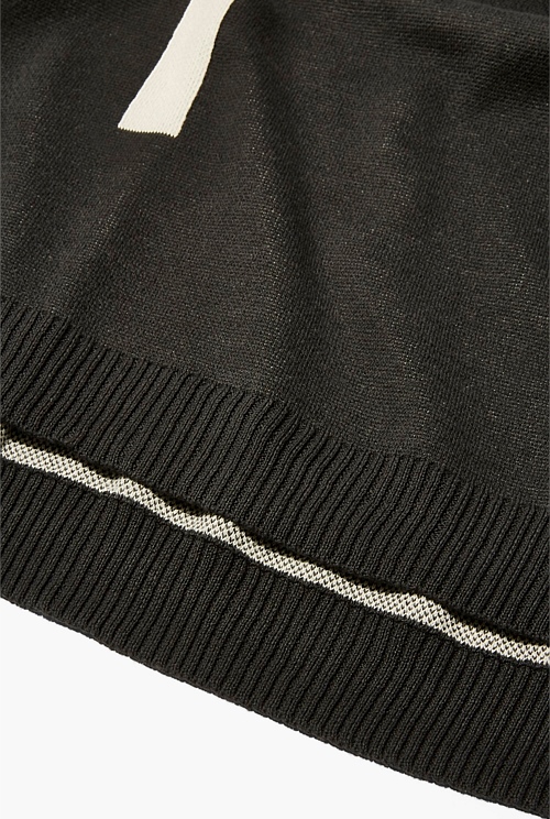 Charcoal Organically Grown Cotton Heritage Knit Throw Organically