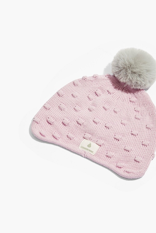 Pale Pink Bobble Knit Beanie - Accessories | Country Road