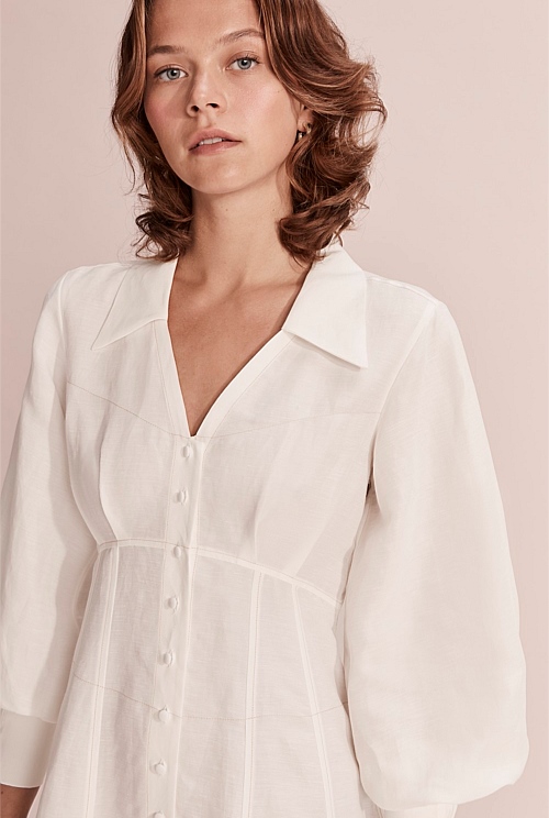 Antique White Button Through Mini Dress - Dresses | Country Road