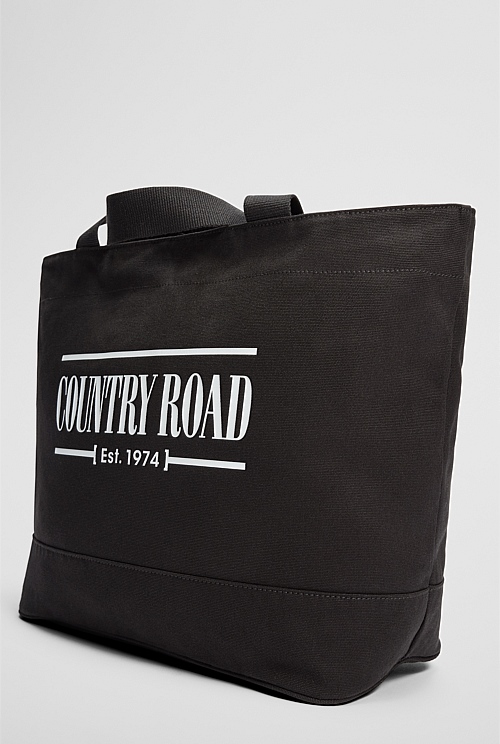 Black Australian Cotton Printed Heritage Shopper Bags Country Road